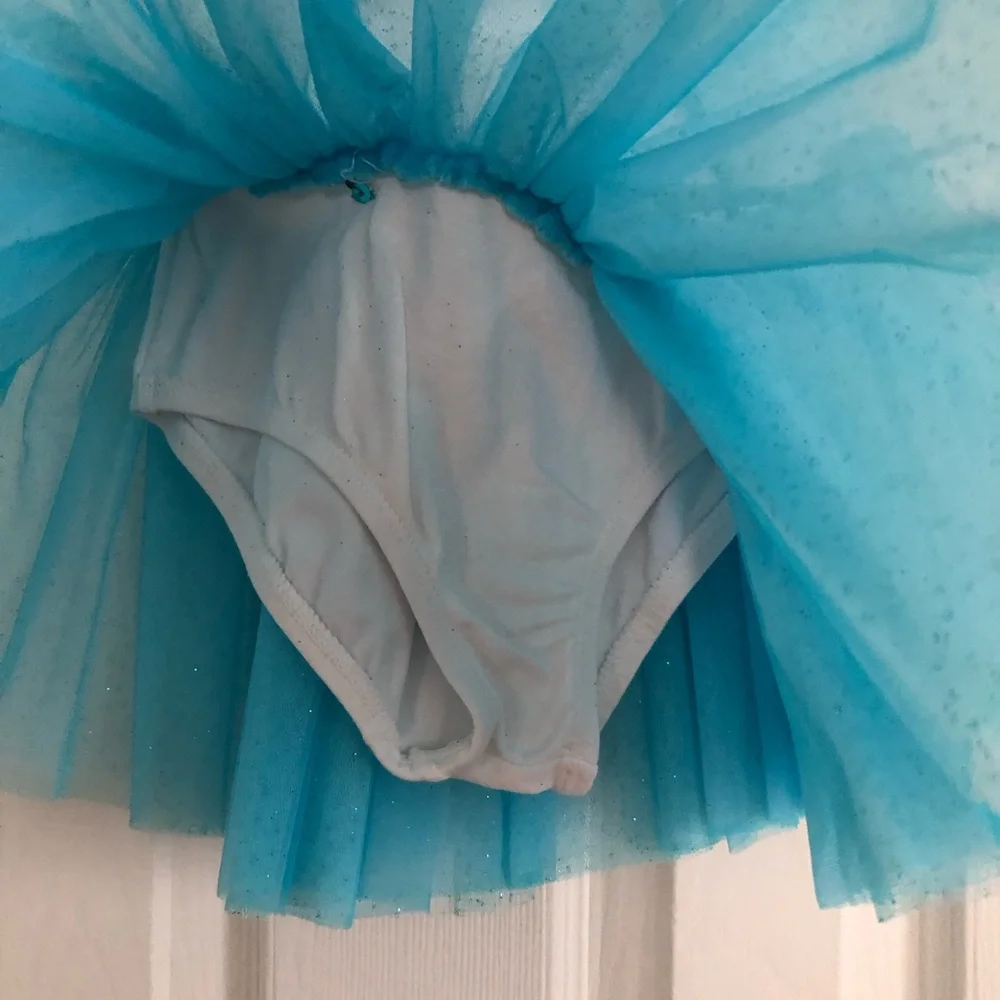 Girls silver heart blue tulle Sequin sparkly‎ dance costume  size small child
